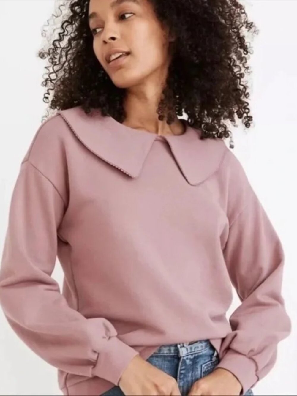 Madewell Dusty Rose Collared Pullover